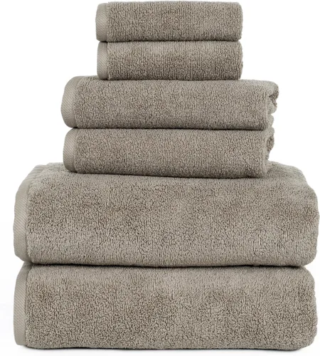 Vista 2 de Bedford Home Juego de 6 piezas 100% algodón Zero Twist - Gris pardo