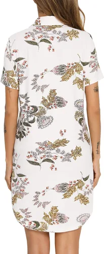 Vista 144 de Samring Camisón de pijama para mujer, manga corta/larga, con botones, camisón para dormir, camisón para novio, talla XXL