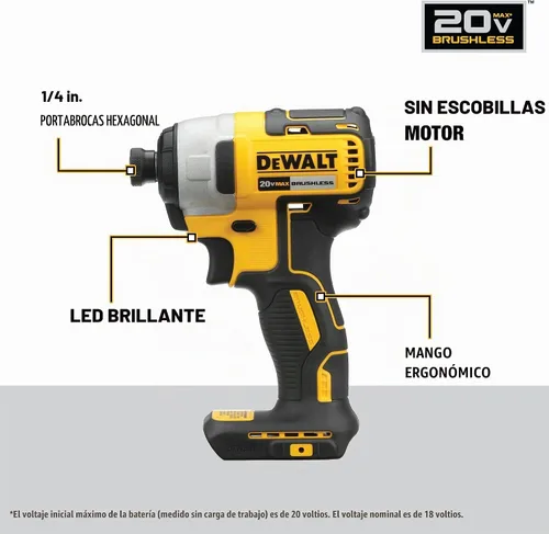 Vista 3 de DEWALT 20V MAX Cordless Brushless Grinder Impact Driver Combo (DCK234D1P1)