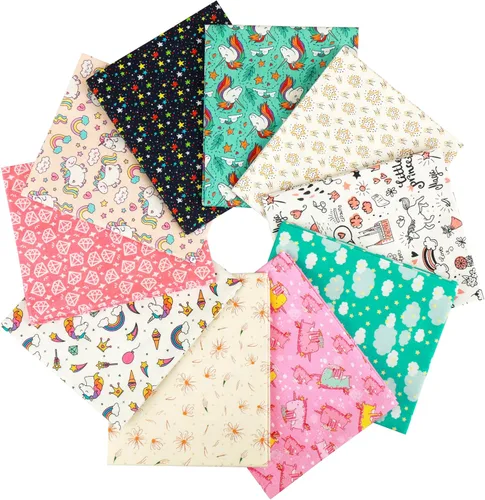 Vista 13 de Craftido -25 Opciones- Paquetes de Tela de Acolchado 100% Algodón 10pcs Fat Quarters 18"x21"-Peso Mediano 5.2 oz- Algodón Suave para Acolchado