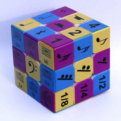 Vista 6 de Speed Cube - Rompecabezas de 3 x 3 x 3 pulgadas, diseño de notas musicales, rompecabezas de IQ Games, efecto de alivio, regalo para amantes