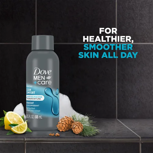 Vista 4 de Dove Men+ Care Body + Face Wash, Clean Comfort paquete de 6 – Fórmula de gel de ducha hidratante para una piel sana y suave, 3 onzas Ea