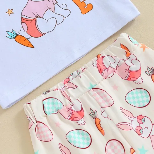 Vista 6 de Rtnnsbbfcm Conjunto de camiseta de manga corta para bebé niña con estampado de trébol irlandés y pantalones acampanados para el día de San Patricio