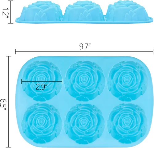 Vista 5 de Moldes de silicona para rosas, 5 paquetes, molde antiadherente para cubitos de hielo de flores de rosas de 6 cavidades para dulces, jabón, cupcakes