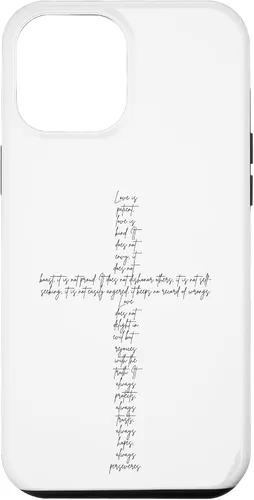 Vista 26 de Funda con cruz cristiana para iPhone 12/12 Pro 1 Corinthians 13