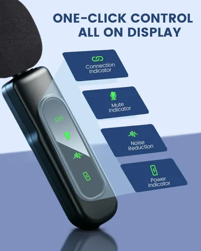 Vista 5 de Micrófono inalámbrico para iPhone y Android, paquete de 2 mini Negro