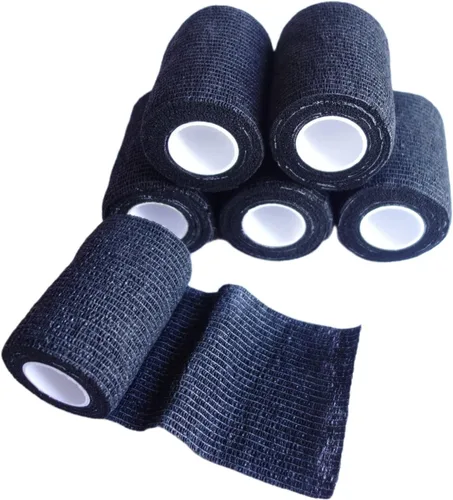 Vista 15 de Paquete de 6 vendajes autoadhesivos de 1 pulgada x 5 yardas, transpirable, cohesivo para mascotas, cinta elástica autoadhesiva para deportes, Negro