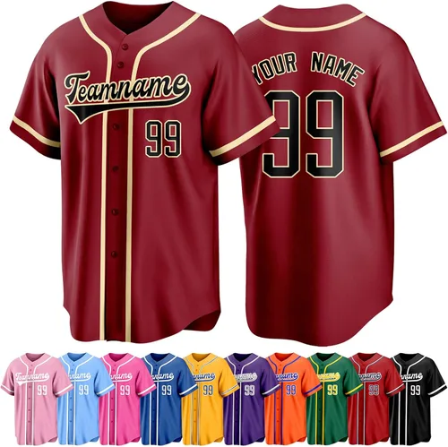 Vista 30 de Custom Baseball Jersey Personalized Short Sleeve Team Sport Uniform Baseball Shirt for Men Women Youth Boy