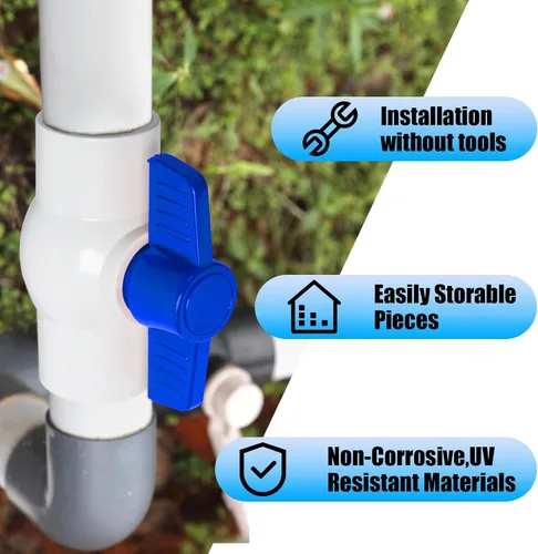 Vista 6 de 6PCS 1" válvula de bola del PVC, zócalo de las válvulas de bola del cierre con la manija en T azul Heavy Duty Slip PVC Valve, PVC Pipe Fitting for
