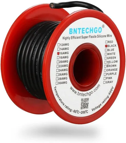 Vista 40 de BNTECHGO Alambre de silicona de calibre 16 rojo y negro cada 25 pies 2 Alambre de silicona calibre 16 rojo y negro