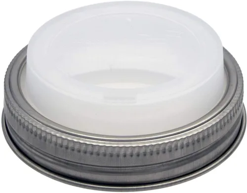 Vista 12 de Tapa de silicona para beber con banda de acero inoxidable para tarros Mason (Americana multicolor, boca regular)