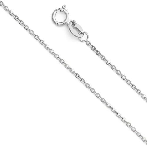 Vista 4 de 14k REAL Yellow/White Gold Solid 1.5mm, 1.2mm Side Diamond Cut Rolo Cable Chain Necklace with Lobster Claw Clasp Oro Blanco