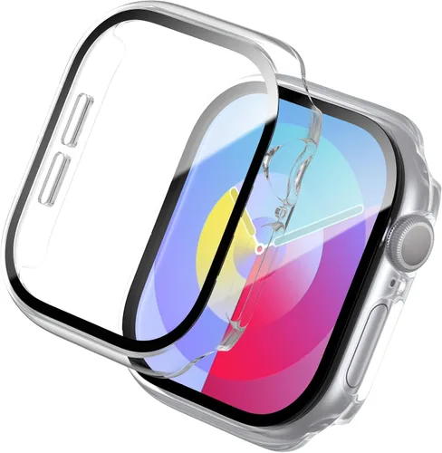 Vista 8 de WISKII - Juego de 2 protectores de pantalla y fundas para Apple Watch Series 9/8/7 de 41 mm, cubierta protectora ultradelgada de policarbonato duro