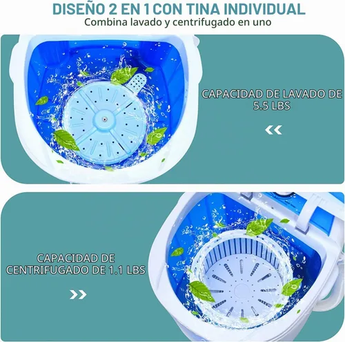 Vista 3 de MEDIMALL Lavadora portátil, mini lavadora y secadora combinada con capacidad de lavado de 5.5 libras, cesta de ciclo de centrifugado, manguera