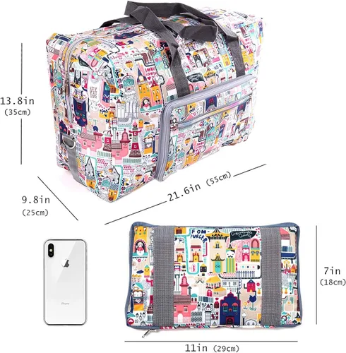 Vista 3 de Bolsa de viaje plegable grande para las mujeres del hospital bolso lindo floral bolso de hombro semanal durante la noche llevar en la bolsa