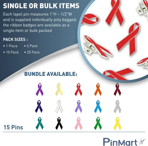 Vista 41 de PinMart Awareness - Pin de solapa esmaltado – Pin de cinta chapado en níquel y oro – Cinta de prevención y conciencia – Broche de joyería con parte