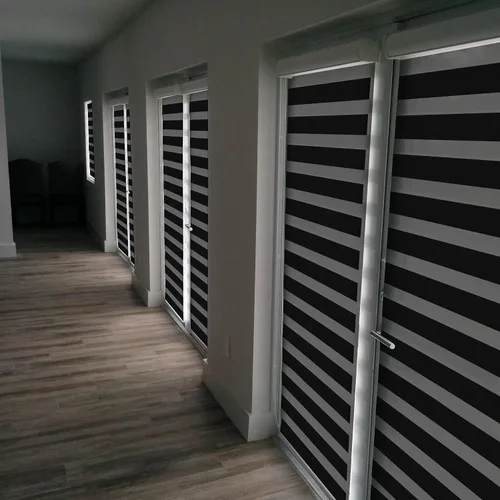 Vista 6 de Biltek Persianas enrollables sin cordones estilo cebra con diseño moderno, persianas enrollables con doble capa, persianas sólidas y transparentes
