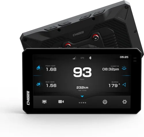 Vista 10 de CHIGEE AIO-5 EVO - Sistema de conducción inteligente para motocicleta, CarPlay inalámbrico y Android Auto, doble cámara de salpicadero delantera