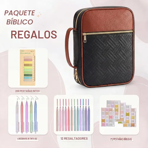 Vista 3 de Funda para la Biblia, funda para libro de la Biblia para mujeres y hombres, funda de transporte de lona, protector de libros acolchada de cuero