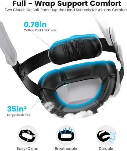 Vista 5 de Kawaye Correa para la cabeza Meta Quest 3SQuest 2Quest 3, doble perilla ajustable Elite correa de repuesto, correa para auriculares VR con dos