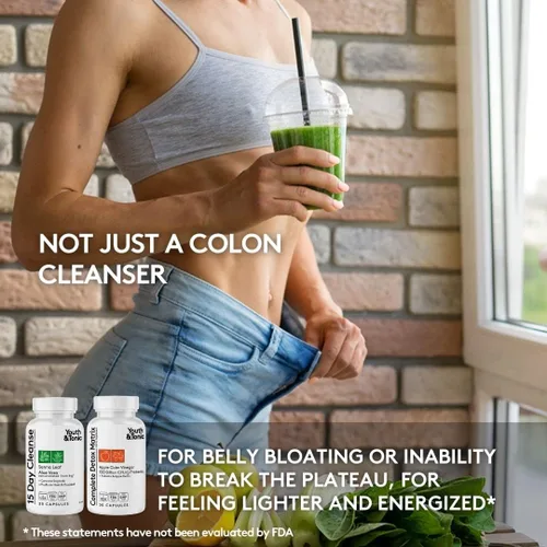 Vista 3 de Youth & Tonic Thermogenic Corti Thermo Shape 15 Day Colon Cleanser & ACV Detox para desintoxicación de energía y metabolismo 90 pastillas