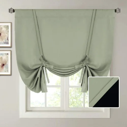 Vista 20 de H.VERSAILTEX Cortinas cortas 100% opacas para ventana de cocina, cortinas de amarre de eficiencia energética, bolsillo para barra, cubierta