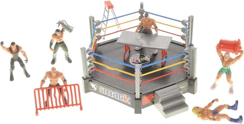 Vista 8 de Smack, anillo de escenario de lucha libre con 12 figuras mejoradas de 6 x 6 pulgadas