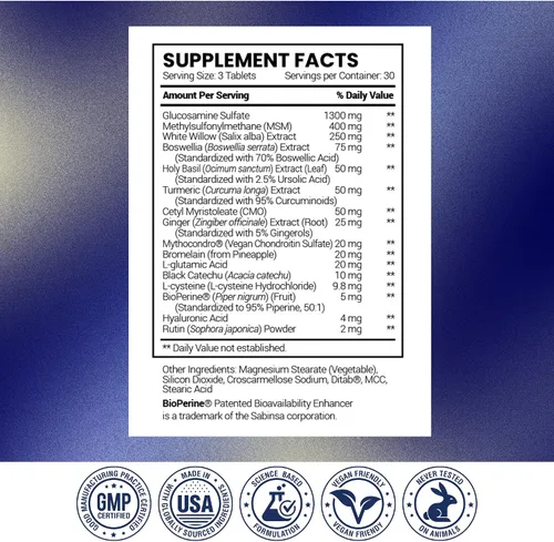 Vista 7 de Research Verified Soporte articular - Glucosamina, MSM, cúrcuma, boswellia, bioperina - vegano - 90 cápsulas - 1 mes de suministro