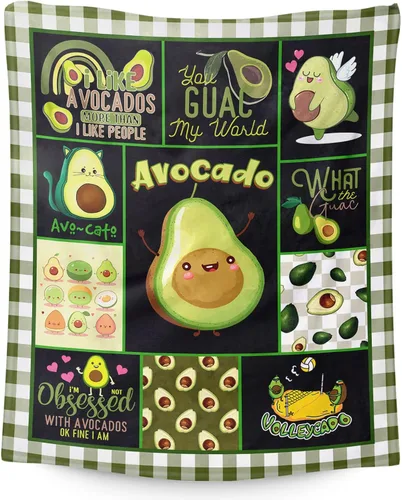 Vista 13 de Manta de aguacate para regalo, 40 x 30 pulgadas, bonita manta para niños, niñas, niños, manta verde suave y mullida para regazo y silla