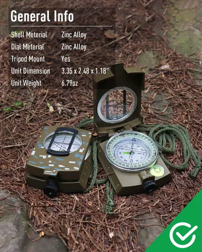 Vista 3 de Eyeskey Brújula Militar de Supervivencia Táctica Multifuncional con Cordón y Bolsa Impermeable y Resistente a los Impactos Brújula