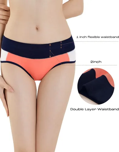 Vista 2 de INNERSY Ropa interior de algodón elástico para niñas adolescentes, calzones cómodos de tiro medio, paquete de 6