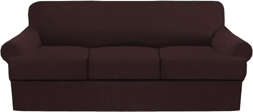 Vista 30 de Funda de sofá con cojín en T de alta calidad, juego de 4 piezas para sofás con cojines en T (se adapta a 72-90 pulgadas), protector de muebles suave