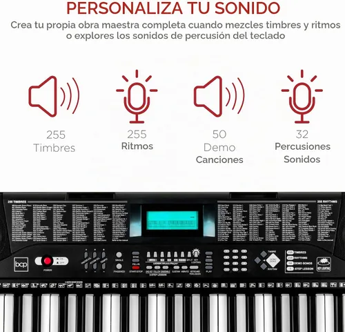 Vista 3 de Best Choice Products Juego completo de piano de teclado electrónico para principiantes de 61 teclas con teclas iluminadas, pantalla LCD