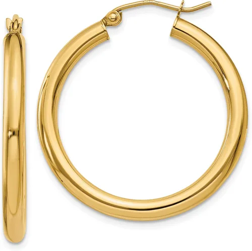Vista 10 de Aretes de aro ligeros clásicos de 0.551 in en oro amarillo real de 14 quilates