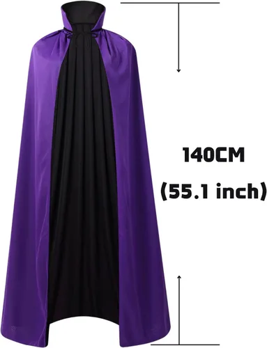 Vista 32 de LMYOVE Capa reversible para Halloween, disfraz de vampiro para mascarada, drácula, mago, diablo, cosplay, adulto
