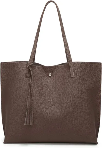 Vista 25 de Dreubea - Bolsa de hombro y de mano de piel sintética suave para mujer, con borla, de gran capacidad