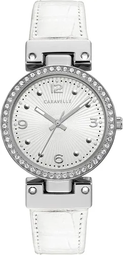 Vista 5 de Caravelle Dress Reloj de cuarzo para mujer acero inoxidable con correa de cuero de dos tonos bicolor modelo 43L208