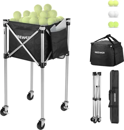 Vista 11 de NEEWER Tennis Ball Hopper, Pickleball Retriever Collector Basket Cart Holder Tennis Court Equipment Accessory for Training Teaching