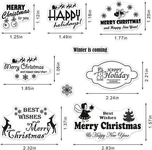 Vista 2 de Palabras de felicitación de Feliz Navidad, sellos transparentes para hacer tarjetas y decoraciones de álbumes de fotos, sellos de silicona de árbol