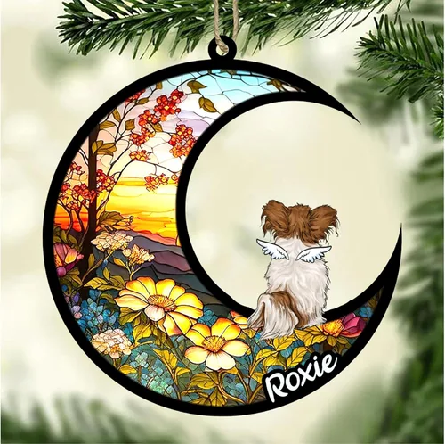 Vista 447 de LOVELYPOD Adorno de Navidad personalizado para perro Basset Hound (marrón) Basset Hound (marrón) adorno para atrapasoles de perro, razas de perros