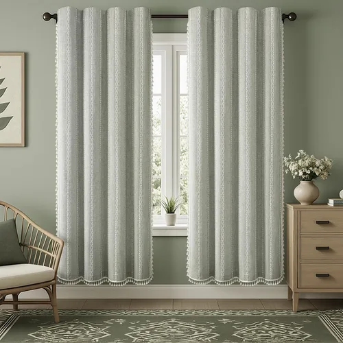 Vista 49 de Cortinas opacas estilo bohemio verde salvia de 96 pulgadas, 2