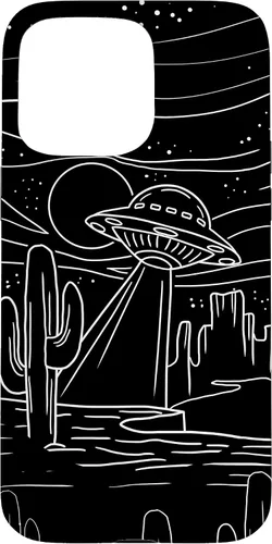 Vista 28 de iPhone 16 UFO Desert Retro Alien Spaceship Area 51 ET Space Lover Gift Case