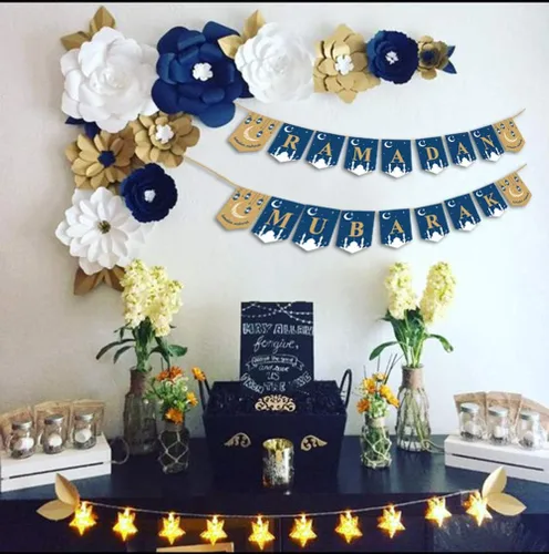 Vista 6 de Decoraciones de Ramadán para el hogar – Cartel de Ramadán Mubarak Eid Kareem Decoraciones para suministros de fiesta en el hogar