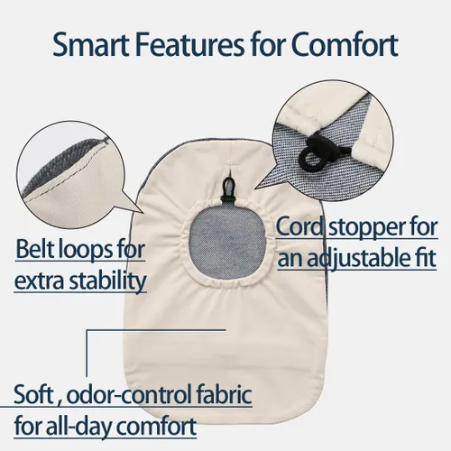 Vista 3 de Funda para bolsa de ostomía desodorizante elástica D con tapón de cordón (XL, flores azules)