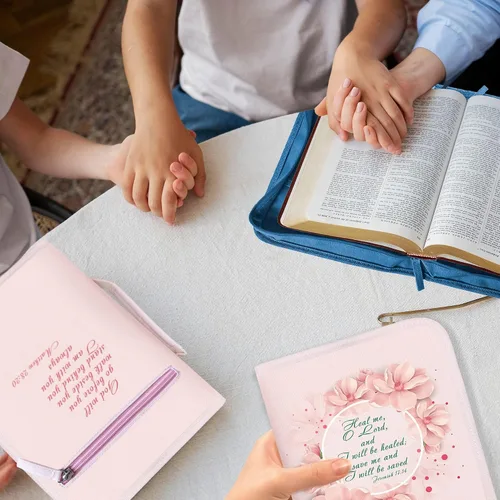 Vista 62 de DEHITE Funda para la Biblia para mujer, bolsas de transporte de la Biblia, tamaños medianos y grandes, ranuras para bolígrafos, tela de primera
