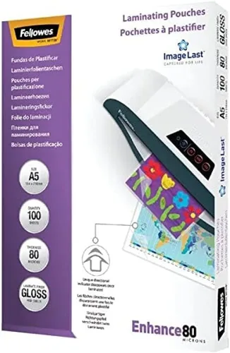 Vista 5 de Fellowes Capture A5 - Bolsas laminadoras brillantes (125 micrones, 100 unidades)