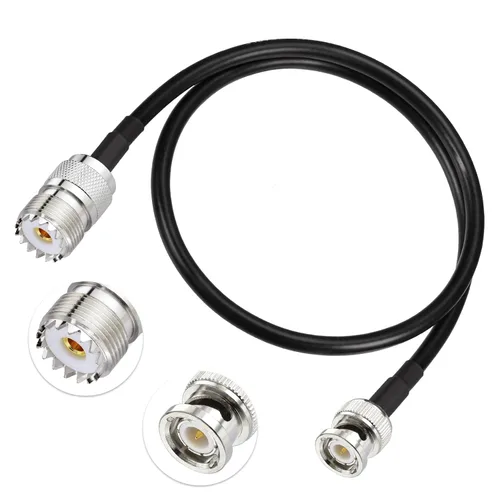 Vista 2 de Eightwood Adaptador de antena UHF hembra SO239 a macho BNC Cable puente RG58 de 1,6 pies para radio CB portátil, radio aficionado, radio ham