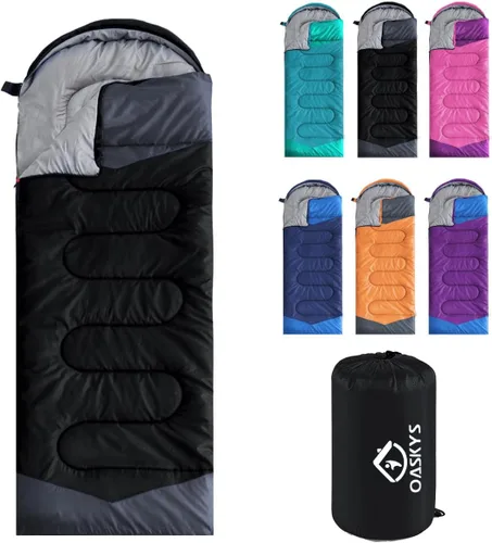 Vista 21 de oaskys Camping Sleeping Bag - 3 Season Warm & Cool Weather - Summer Spring Fall Lightweight Waterproof for Adults Kids - Camping Essentials Gear