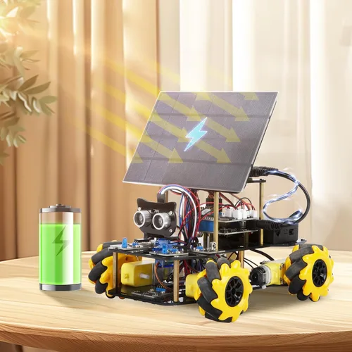 Vista 5 de ACEBOTT Kit de automóvil inteligente de energía solar, automóvil de control remoto 4WD compatible con Arduino IDE, proyecto de programación