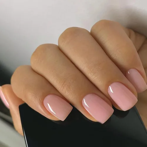 Vista 15 de Uñas postizas cuadradas cortas a presión, color liso, blanco leche, rosa, cobertura completa, con diseños, uñas postizas brillantes con pegamento S1
